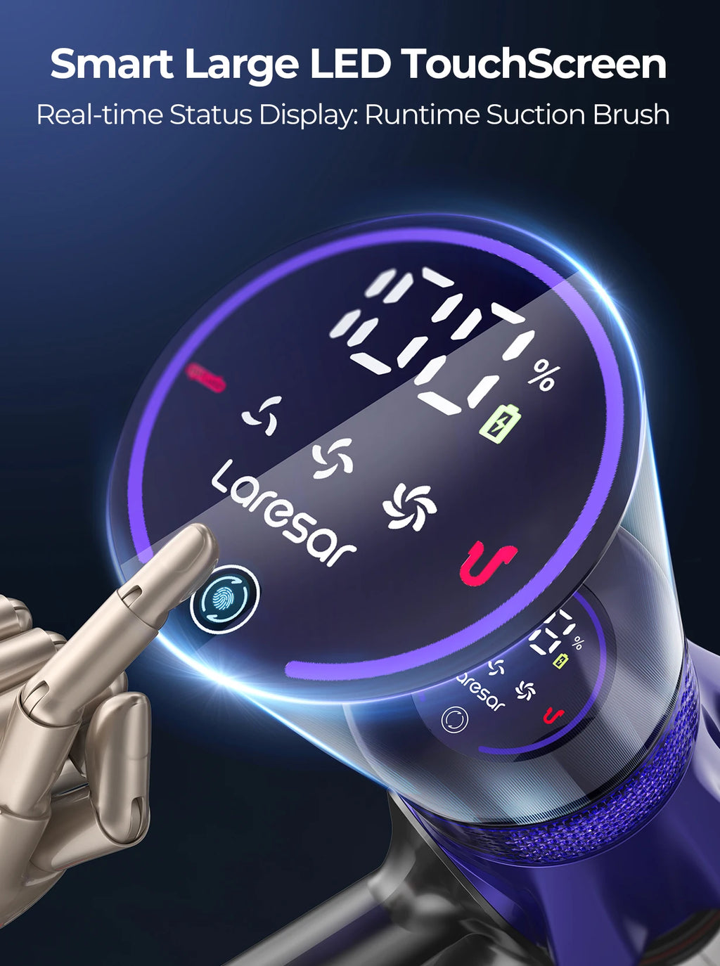 Smart Cordless Vacuum Cleaner 500W Brushless Motor – Handheld & Stick 8‑Cell Battery, 50kPa Suction