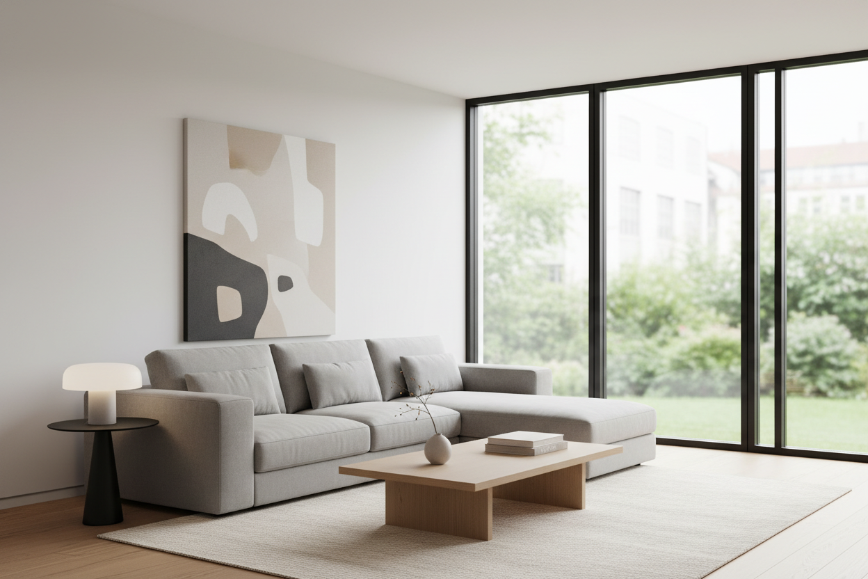 Minimalist living room with furniture